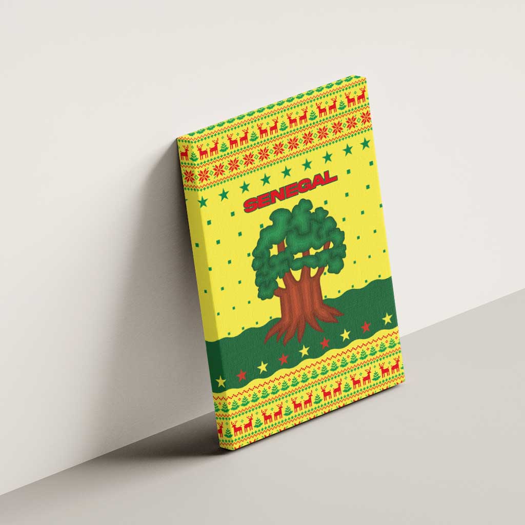 Senegal Christmas Canvas Wall Art Baobab Tree and National Coat of Arms Motif - African Pride