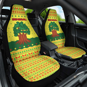 Senegal Christmas Car Seat Cover Baobab Tree and National Coat of Arms Motif - African Pride