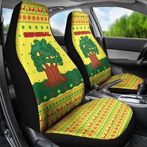 Senegal Christmas Car Seat Cover Baobab Tree and National Coat of Arms Motif - African Pride