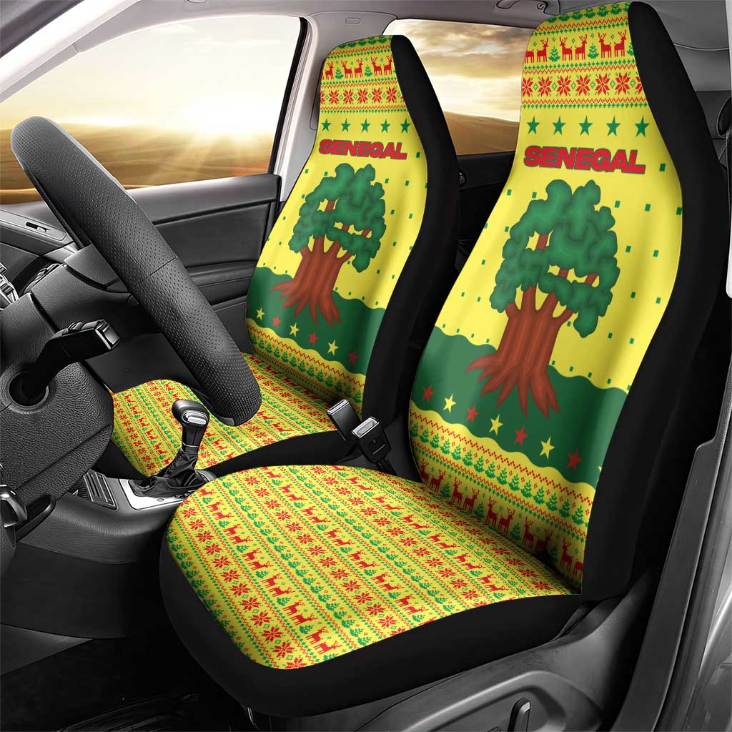 Senegal Christmas Car Seat Cover Baobab Tree and National Coat of Arms Motif - African Pride