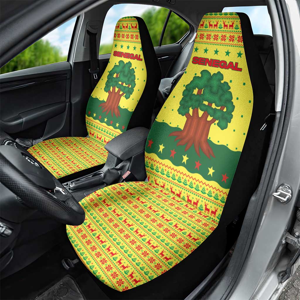 Senegal Christmas Car Seat Cover Baobab Tree and National Coat of Arms Motif - African Pride