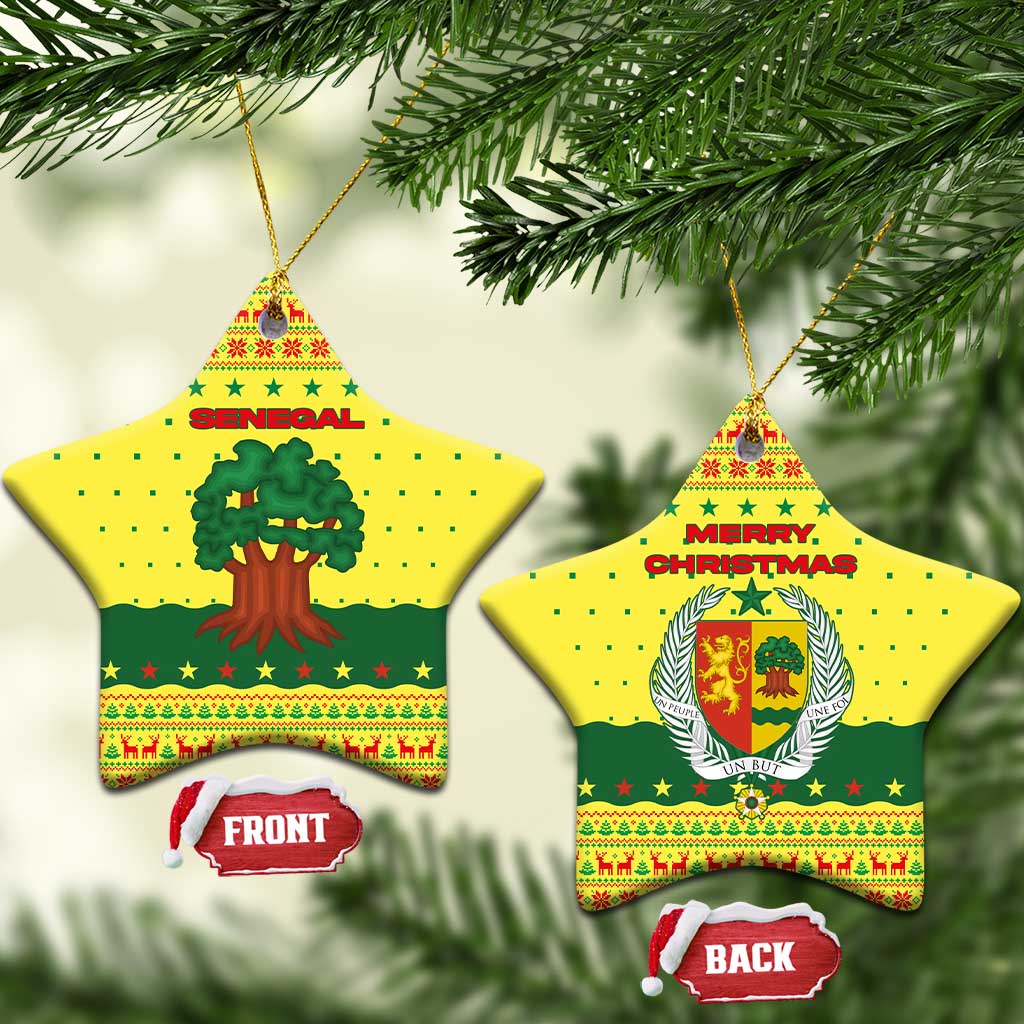 Senegal Christmas Ceramic Ornament Baobab Tree and National Coat of Arms Motif - African Pride