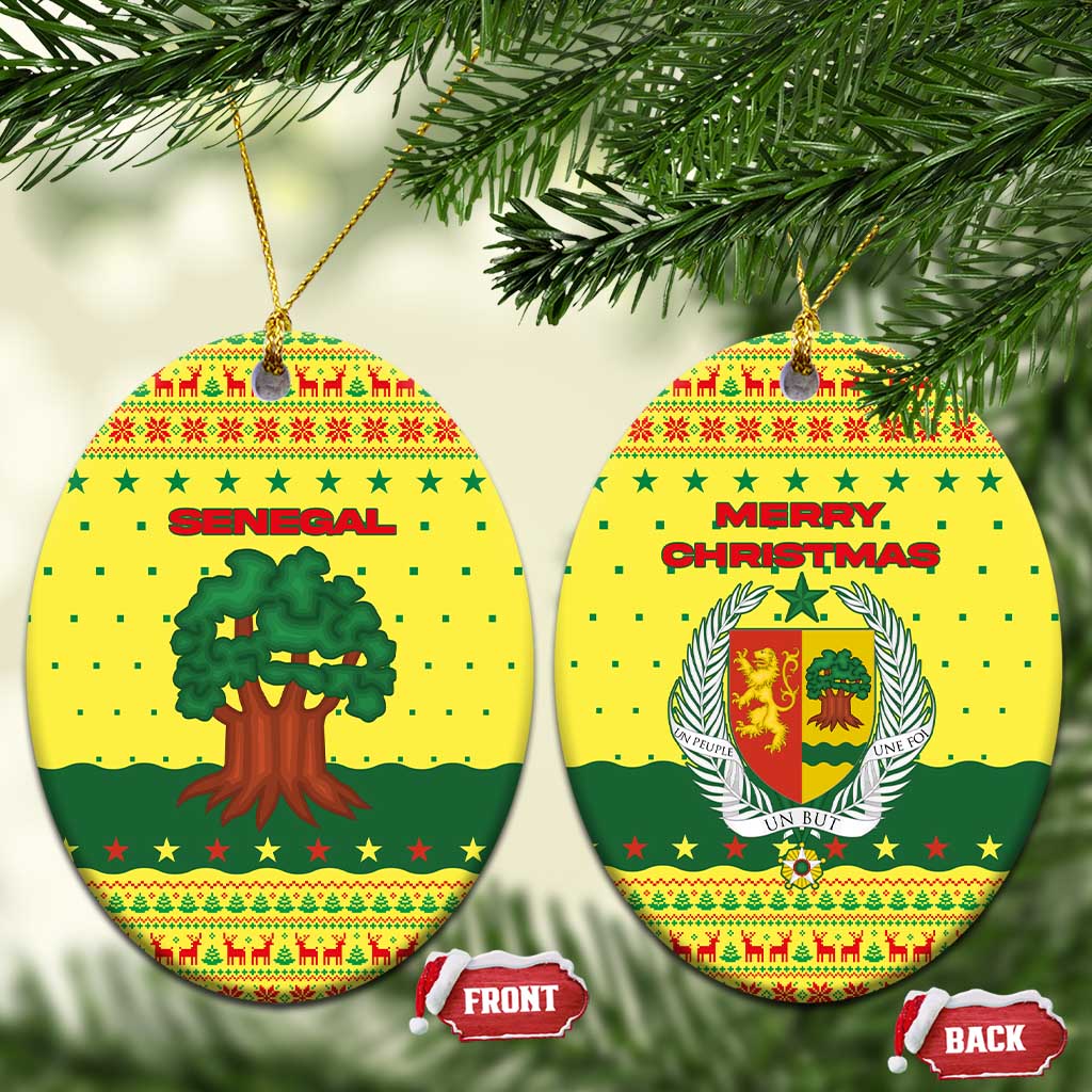 Senegal Christmas Ceramic Ornament Baobab Tree and National Coat of Arms Motif - African Pride