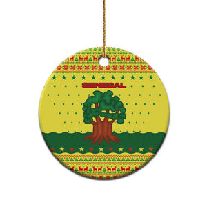 Senegal Christmas Ceramic Ornament Baobab Tree and National Coat of Arms Motif - African Pride