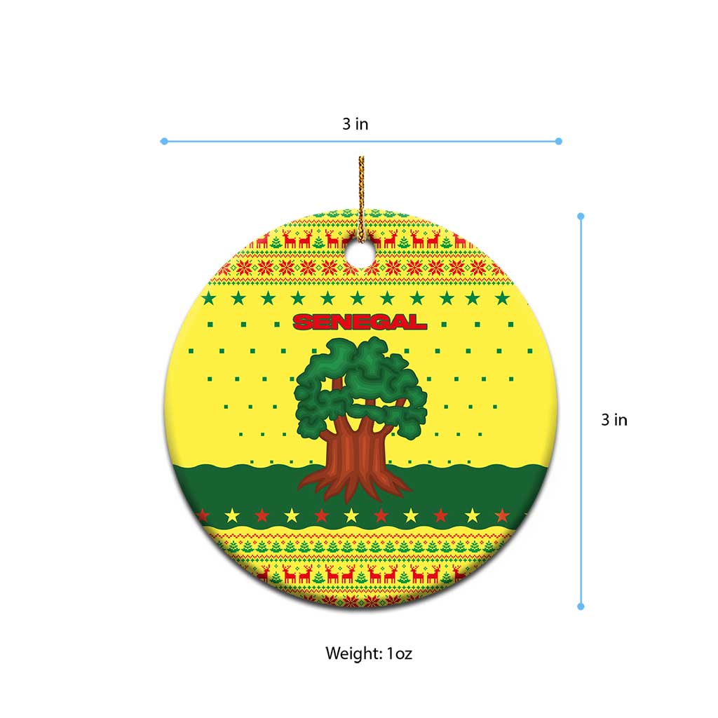 Senegal Christmas Ceramic Ornament Baobab Tree and National Coat of Arms Motif - African Pride
