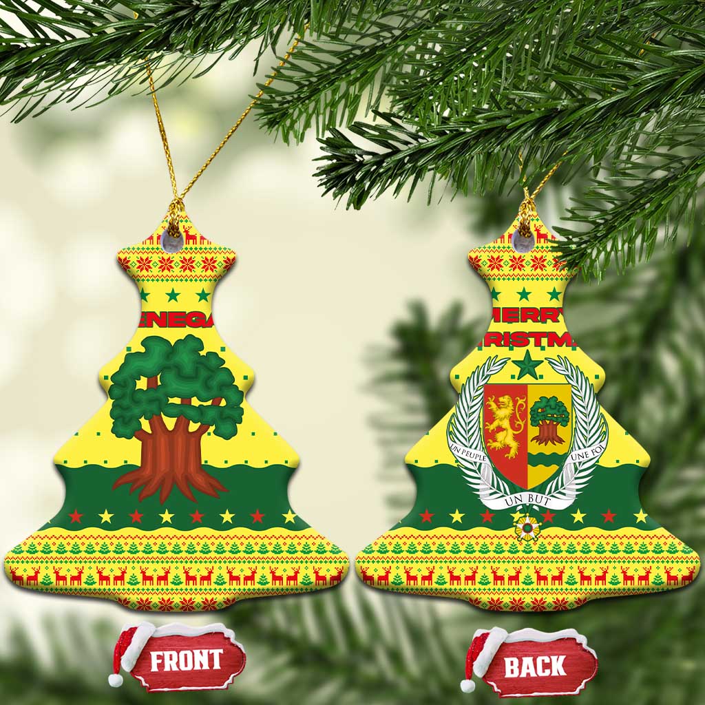Senegal Christmas Ceramic Ornament Baobab Tree and National Coat of Arms Motif - African Pride