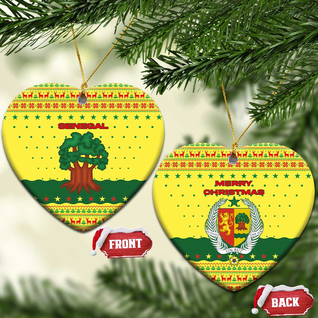 Senegal Christmas Ceramic Ornament Baobab Tree and National Coat of Arms Motif - African Pride