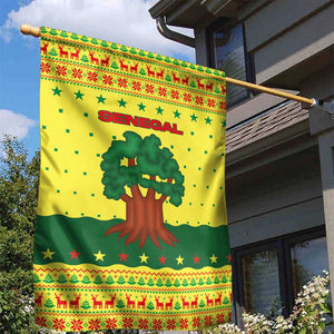 Senegal Christmas Garden Flag Baobab Tree and National Coat of Arms Motif - African Pride