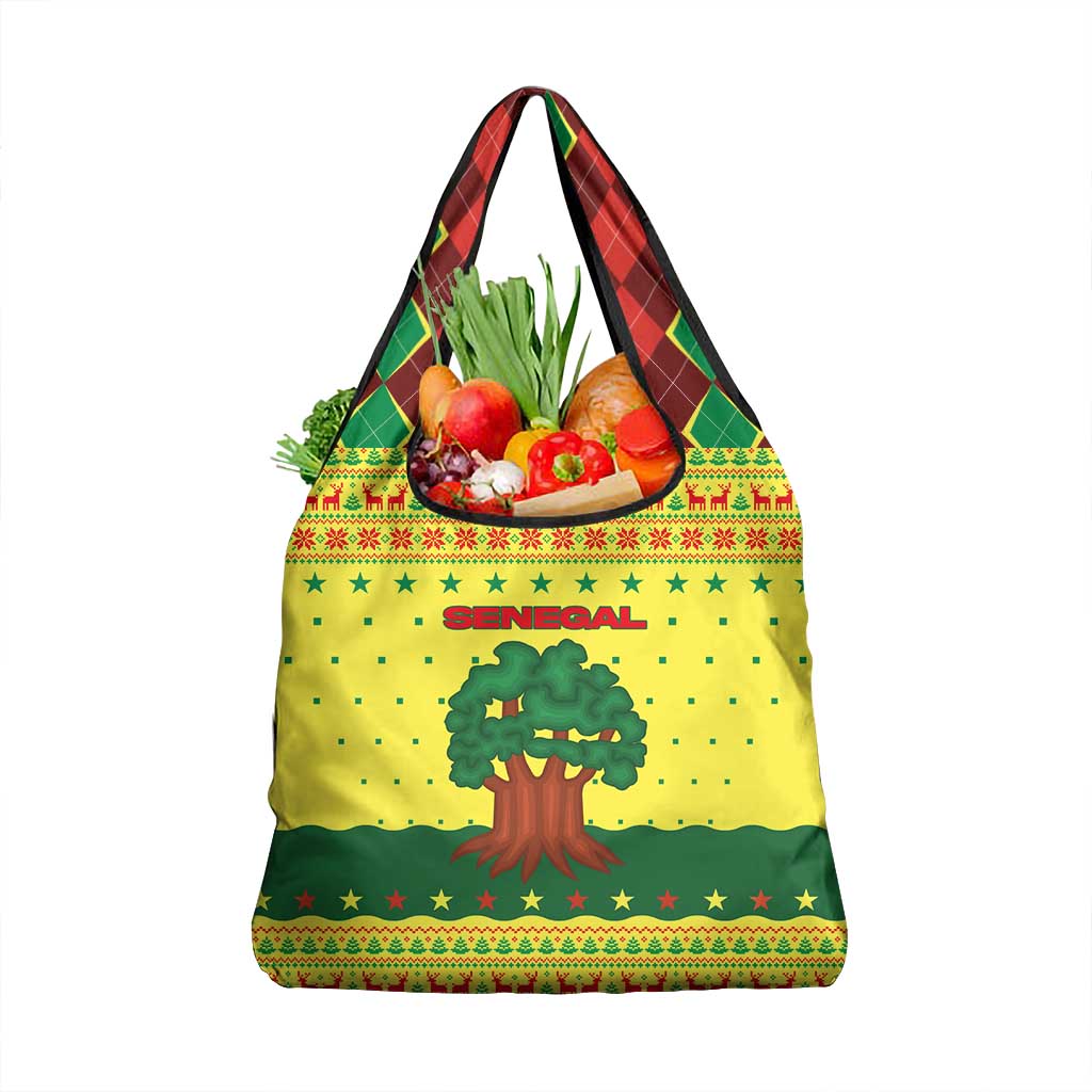 Senegal Christmas Grocery Bag Baobab Tree and National Coat of Arms Motif - African Pride
