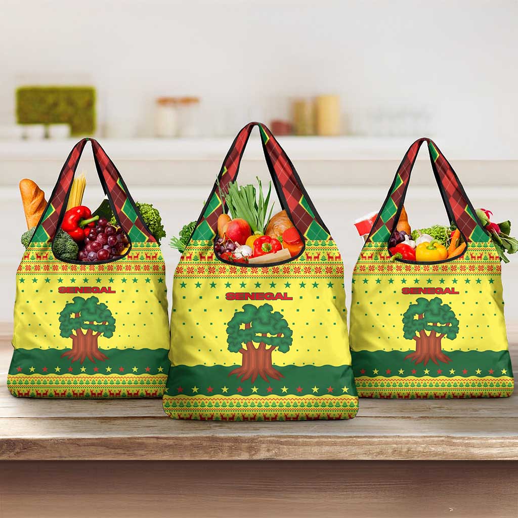 Senegal Christmas Grocery Bag Baobab Tree and National Coat of Arms Motif - African Pride