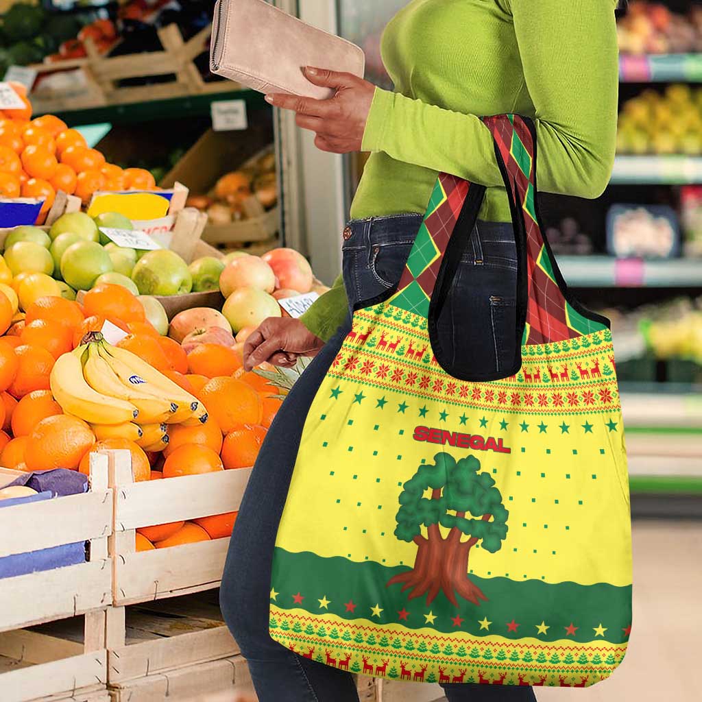 Senegal Christmas Grocery Bag Baobab Tree and National Coat of Arms Motif - African Pride