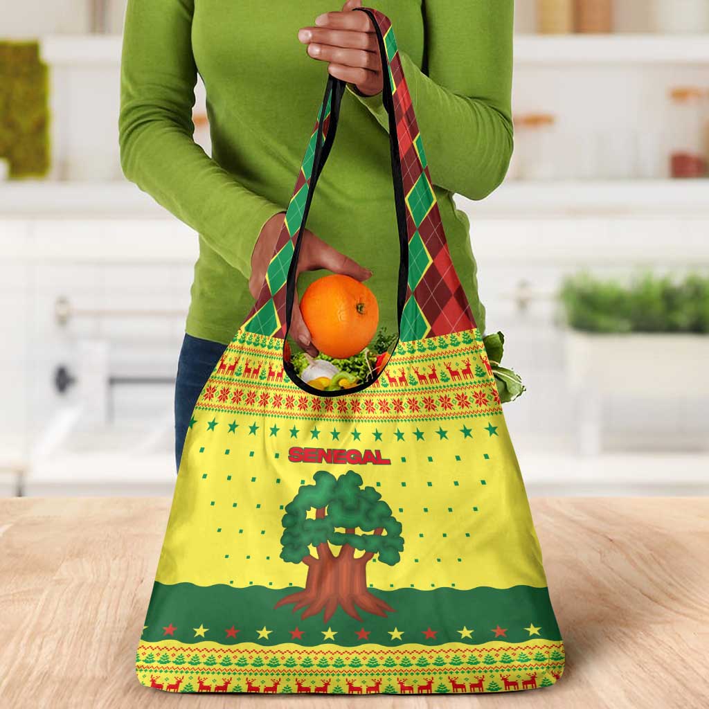 Senegal Christmas Grocery Bag Baobab Tree and National Coat of Arms Motif - African Pride