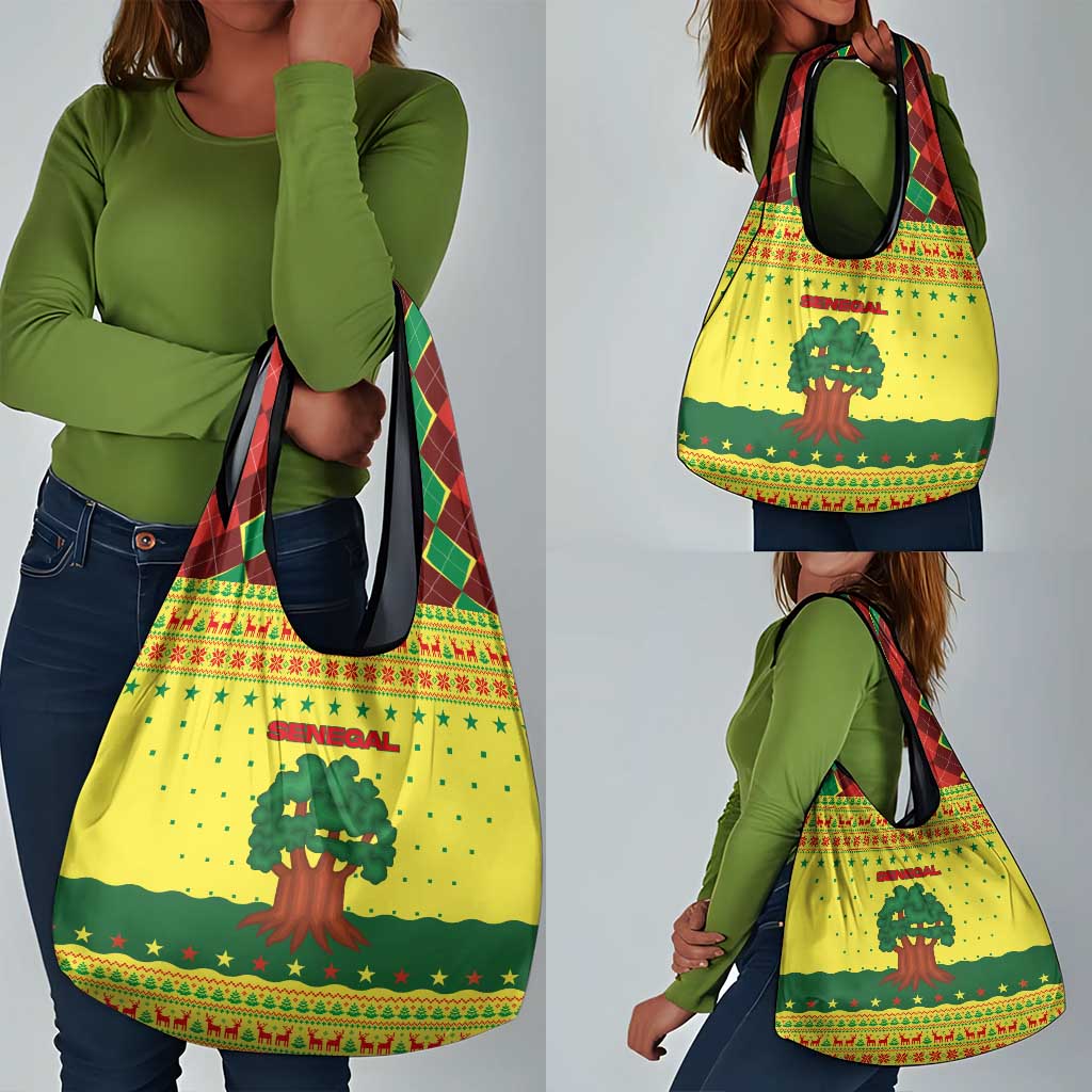 Senegal Christmas Grocery Bag Baobab Tree and National Coat of Arms Motif - African Pride