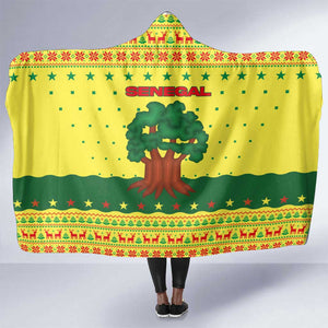 Senegal Christmas Hooded Blanket Baobab Tree and National Coat of Arms Motif - African Pride