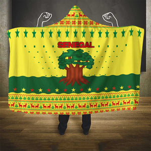 Senegal Christmas Hooded Blanket Baobab Tree and National Coat of Arms Motif - African Pride