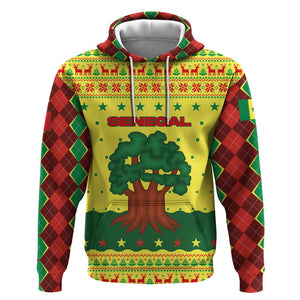 Senegal Christmas Hoodie Baobab Tree and National Coat of Arms Motif - African Pride