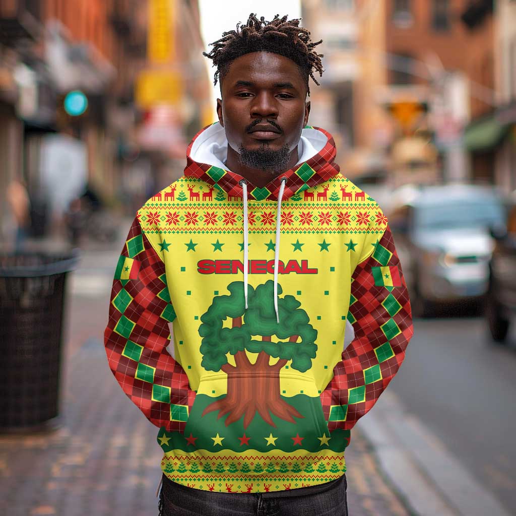 Senegal Christmas Hoodie Baobab Tree and National Coat of Arms Motif - African Pride