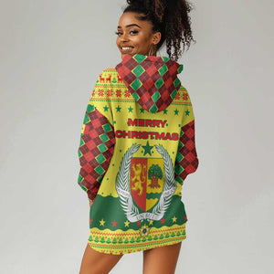Senegal Christmas Hoodie Dress Baobab Tree and National Coat of Arms Motif - African Pride