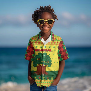 Senegal Christmas Kid Hawaiian Shirt Baobab Tree and National Coat of Arms Motif - African Pride