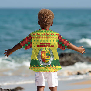 Senegal Christmas Kid Hawaiian Shirt Baobab Tree and National Coat of Arms Motif - African Pride