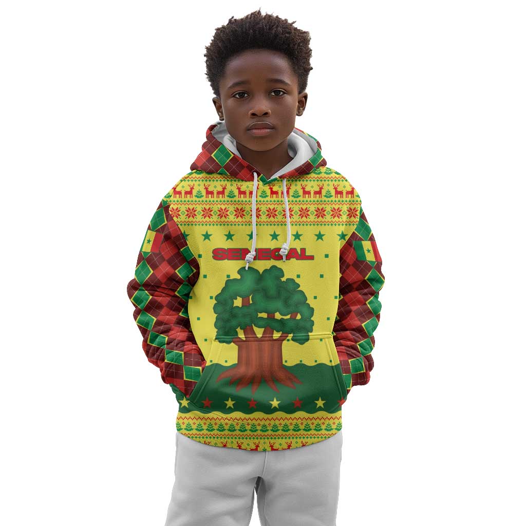 Senegal Christmas Kid Hoodie Baobab Tree and National Coat of Arms Motif - African Pride