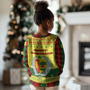 Senegal Christmas Kid Ugly Christmas Sweater Baobab Tree and National Coat of Arms Motif - African Pride