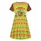 Senegal Christmas Kid Short Sleeve Dress Baobab Tree and National Coat of Arms Motif - African Pride