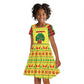 Senegal Christmas Kid Short Sleeve Dress Baobab Tree and National Coat of Arms Motif - African Pride