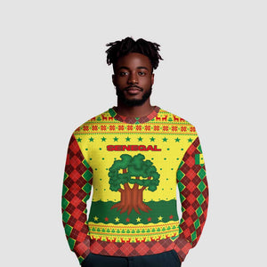 Senegal Christmas Ugly Christmas Sweater Baobab Tree and National Coat of Arms Motif - African Pride