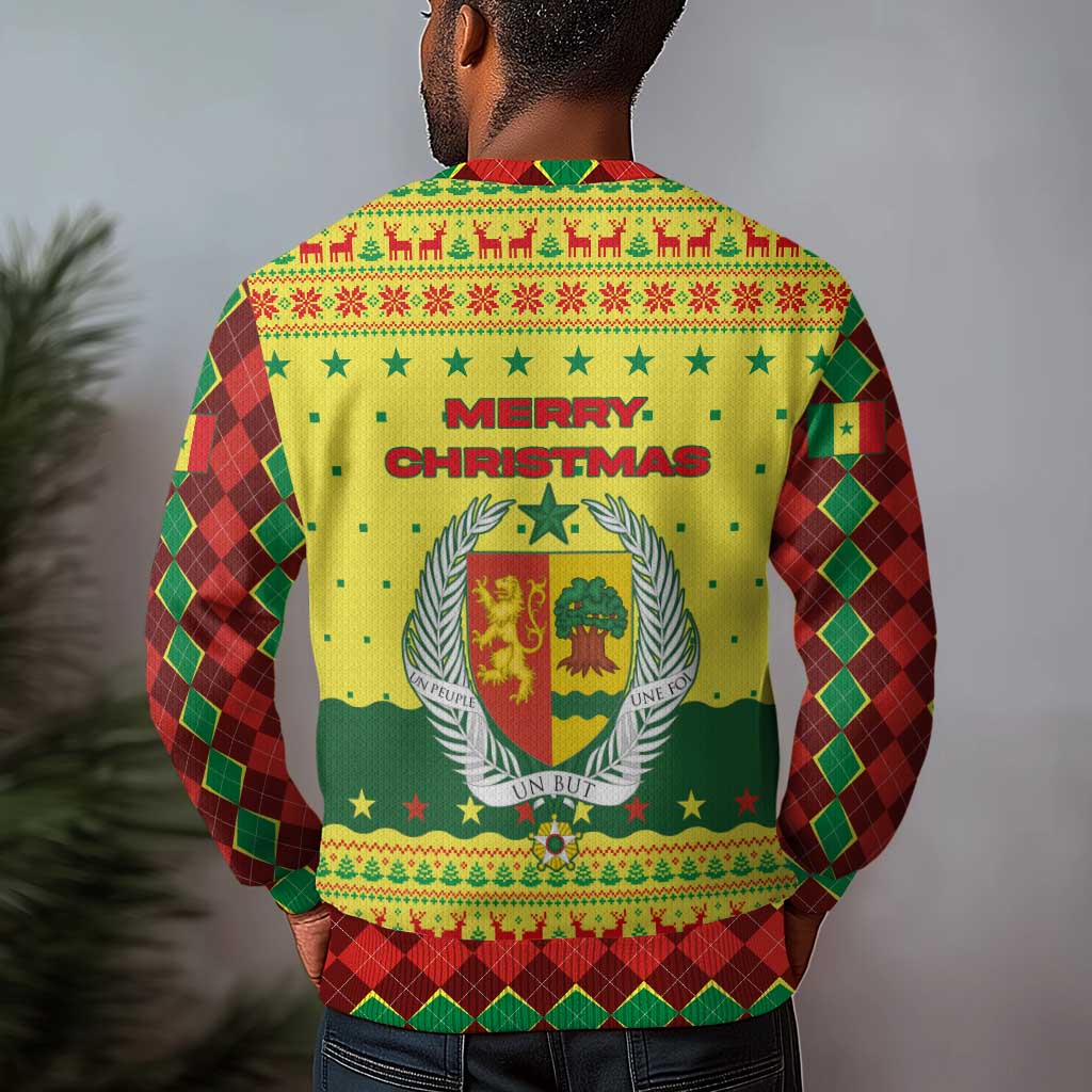 Senegal Christmas Ugly Christmas Sweater Baobab Tree and National Coat of Arms Motif - African Pride