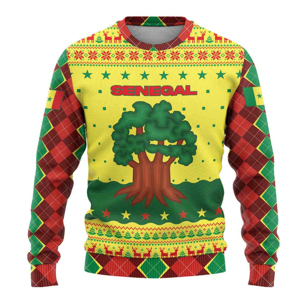 Senegal Christmas Ugly Christmas Sweater Baobab Tree and National Coat of Arms Motif - African Pride