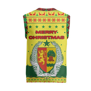 Senegal Christmas Knitted V-Neck Vest Baobab Tree and National Coat of Arms Motif - African Pride