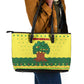 Senegal Christmas Leather Tote Bag Baobab Tree and National Coat of Arms Motif - African Pride