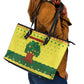 Senegal Christmas Leather Tote Bag Baobab Tree and National Coat of Arms Motif - African Pride