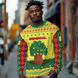 Senegal Christmas Long Sleeve Shirt Baobab Tree and National Coat of Arms Motif - African Pride