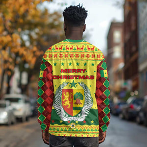 Senegal Christmas Long Sleeve Shirt Baobab Tree and National Coat of Arms Motif - African Pride