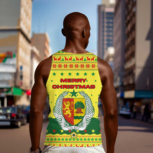 Senegal Christmas Men Tank Top Baobab Tree and National Coat of Arms Motif - African Pride