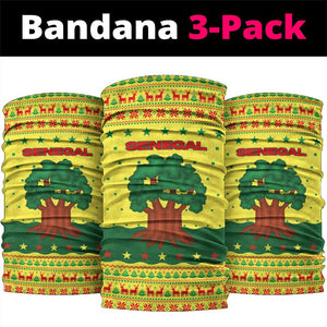 Senegal Christmas Neck Gaiter Baobab Tree and National Coat of Arms Motif - African Pride