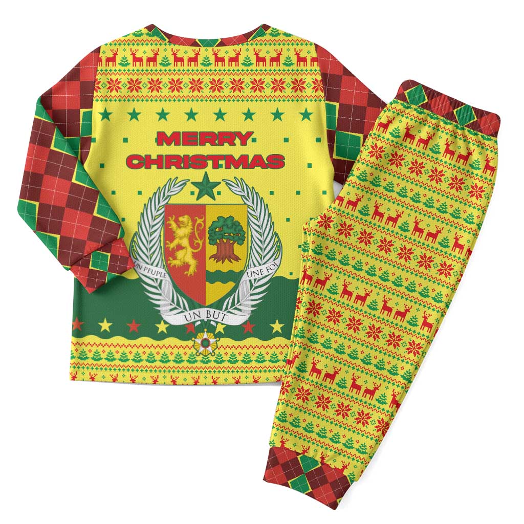 Senegal Christmas Pajama Set Baobab Tree and National Coat of Arms Motif - African Pride