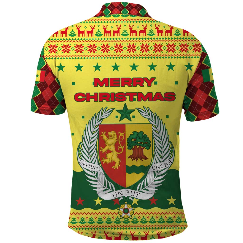 Senegal Christmas Polo Shirt Baobab Tree and National Coat of Arms Motif - African Pride