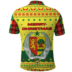 Senegal Christmas Polo Shirt Baobab Tree and National Coat of Arms Motif - African Pride