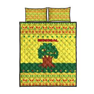 Senegal Christmas Quilt Bed Set Baobab Tree and National Coat of Arms Motif - African Pride