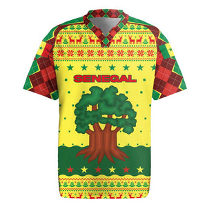 Senegal Christmas Rugby Jersey Baobab Tree and National Coat of Arms Motif - African Pride