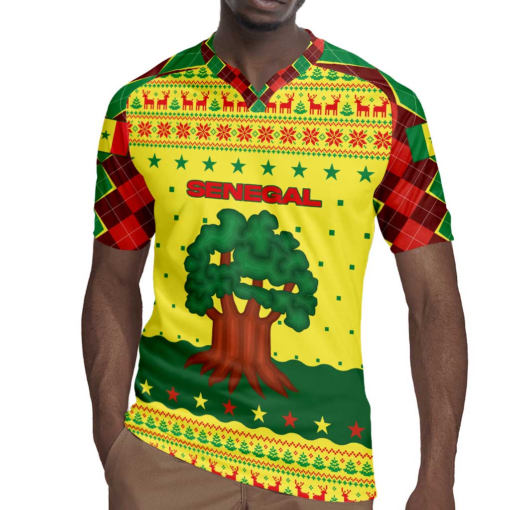 Senegal Christmas Rugby Jersey Baobab Tree and National Coat of Arms Motif - African Pride