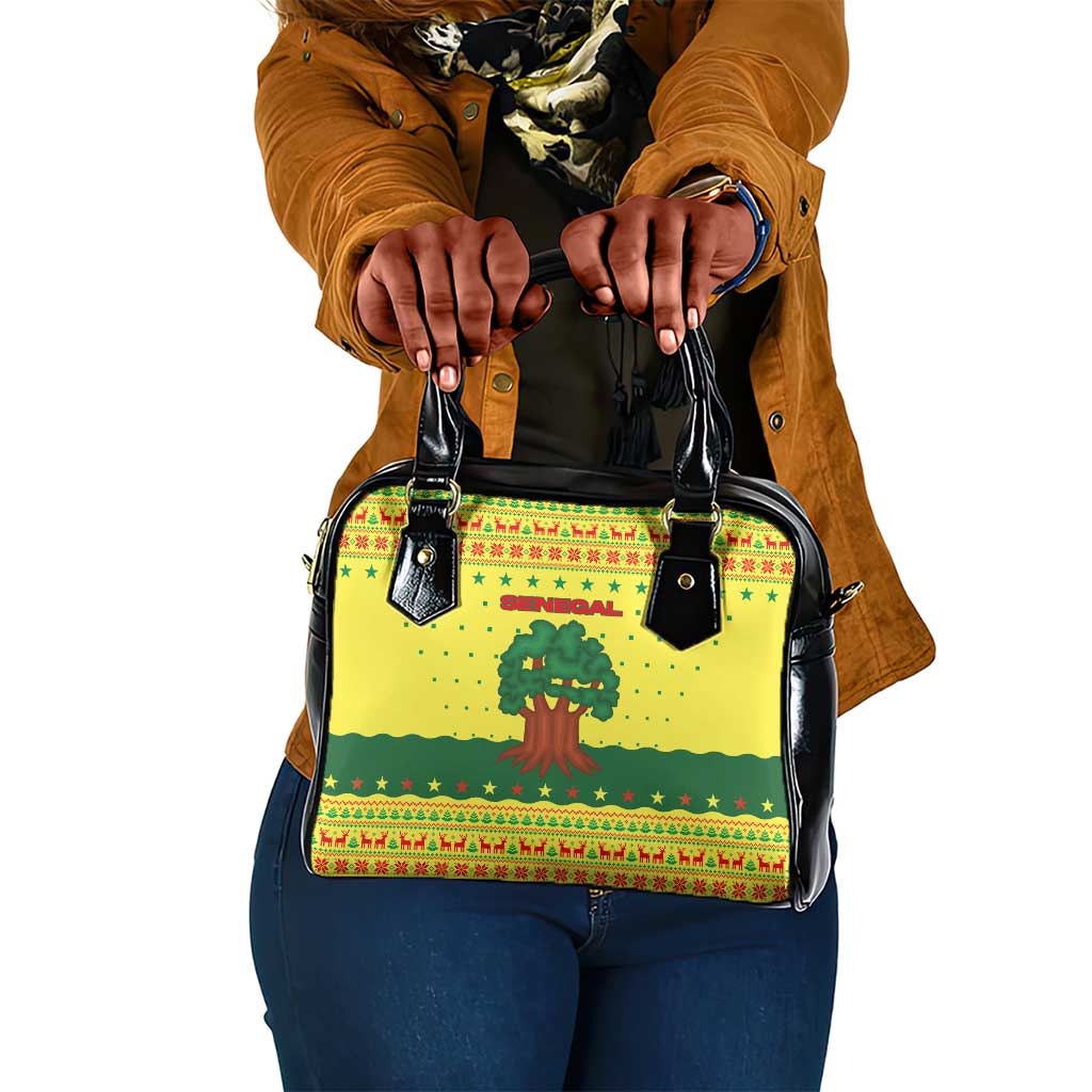 Senegal Christmas Shoulder Handbag Baobab Tree and National Coat of Arms Motif - African Pride