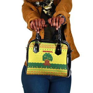 Senegal Christmas Shoulder Handbag Baobab Tree and National Coat of Arms Motif - African Pride