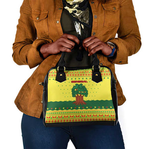 Senegal Christmas Shoulder Handbag Baobab Tree and National Coat of Arms Motif - African Pride