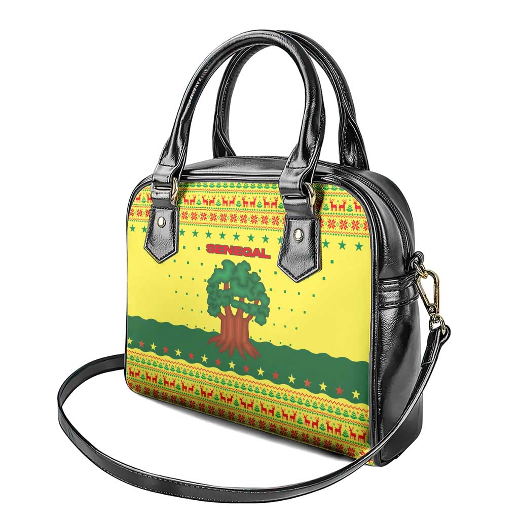 Senegal Christmas Shoulder Handbag Baobab Tree and National Coat of Arms Motif - African Pride