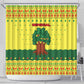 Senegal Christmas Shower Curtain Baobab Tree and National Coat of Arms Motif - African Pride