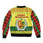 Senegal Christmas Sleeve Zip Bomber Jacket Baobab Tree and National Coat of Arms Motif - African Pride